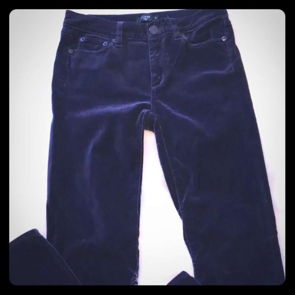 J. Crew Navy Velvet Skinny Ankle Stretch Jeans 25